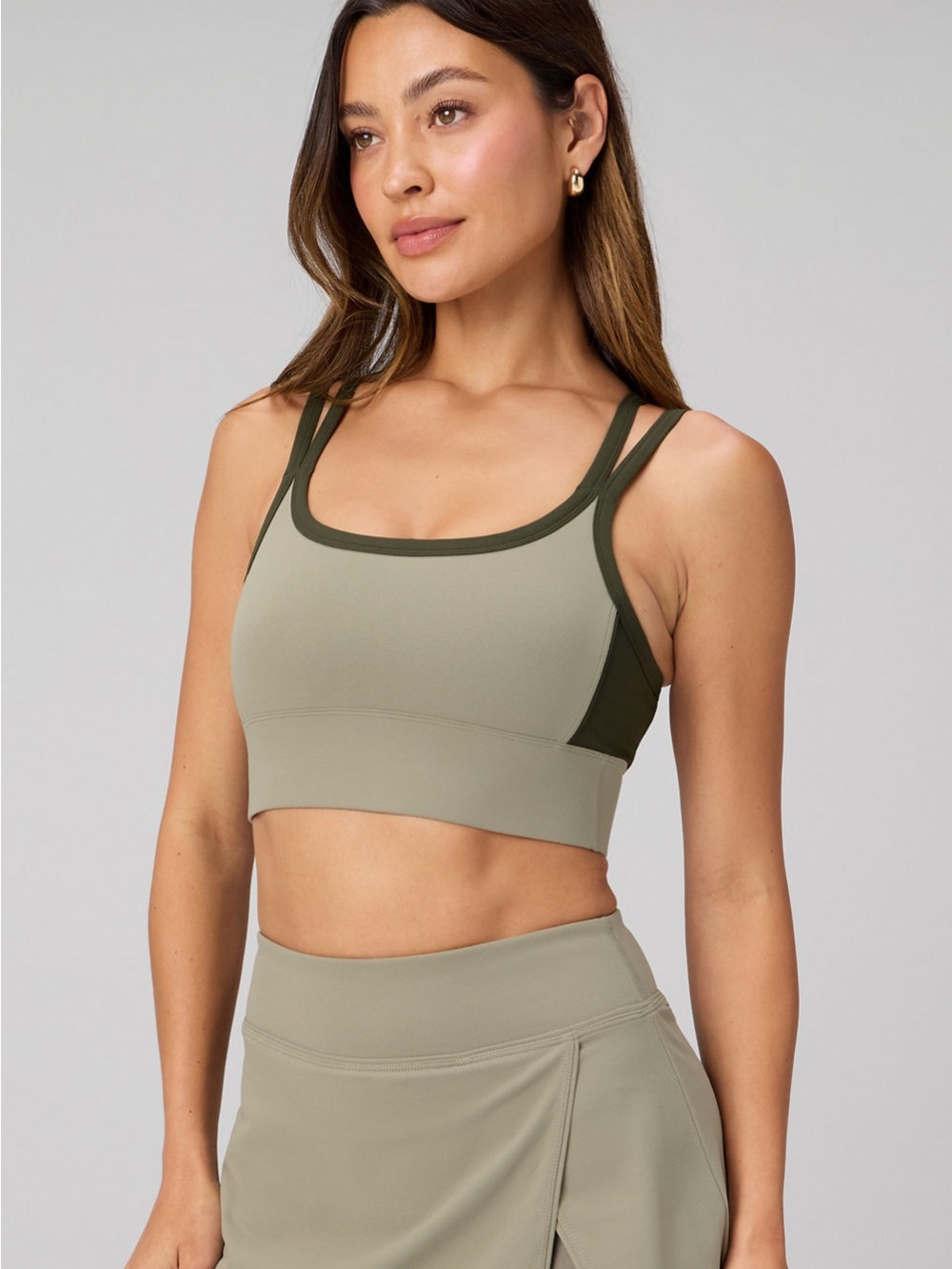 Fabletics Principal Color Block Longline Medium Impact Bra